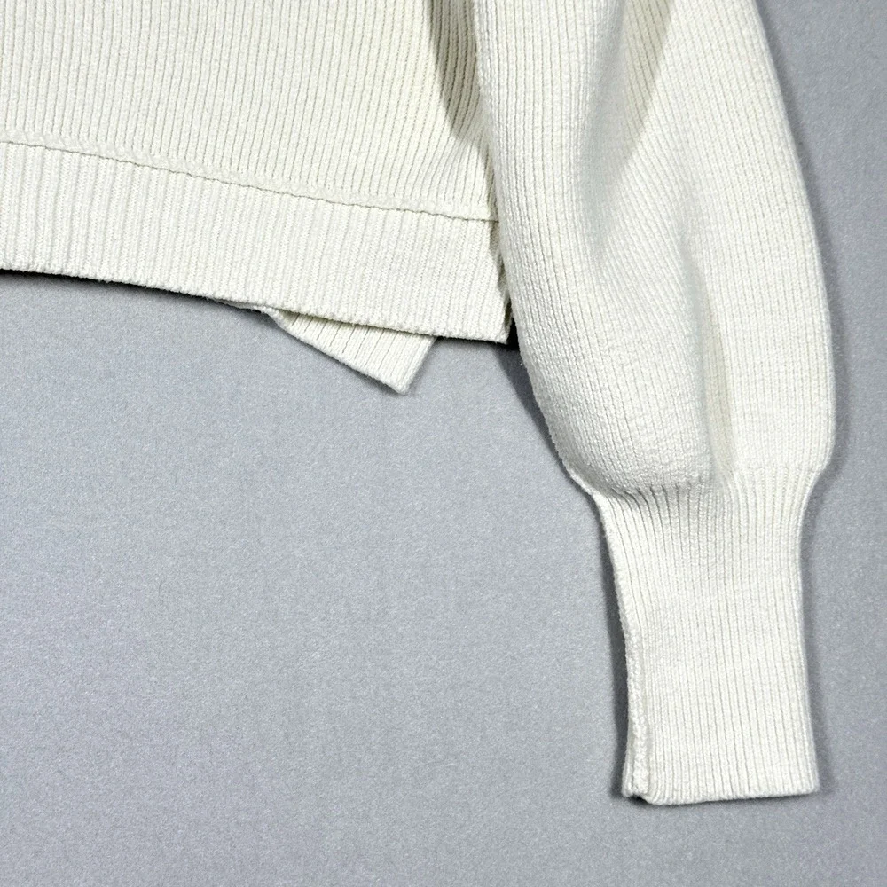 Free People Sweater Womens XS Easy Street Crop Pullover Slouchy Ribbed Cream‎